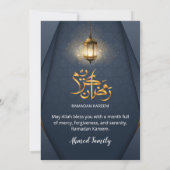 Invitation Modern Navy Blue and Gold Glowing Lantern Iftar (Dos)