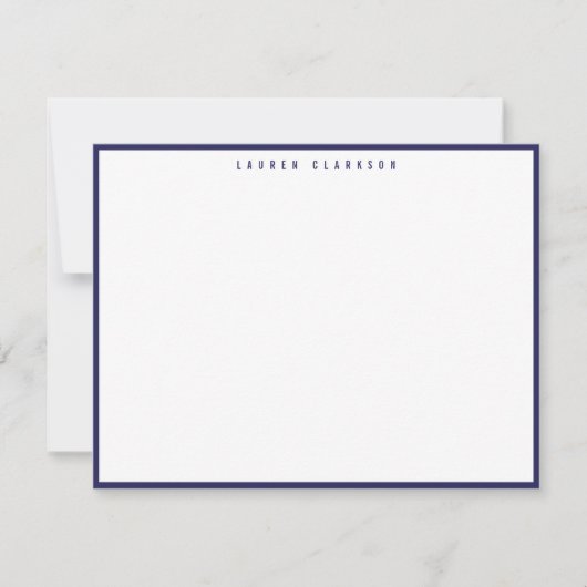 Invitation Modern Navy Blue Border Note Card (Devant)