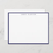 Invitation Modern Navy Blue Border Note Card (Devant / Derrière)
