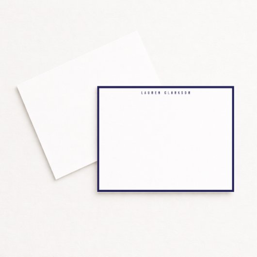 Invitation Modern Navy Blue Border Note Card