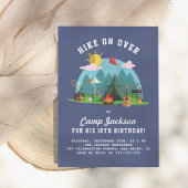 Invitation Modern Navy Blue Camping Birthday Party