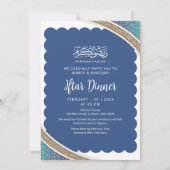 Invitation Modern Navy Blue Islamic Geometric Iftar Dinner (Devant)