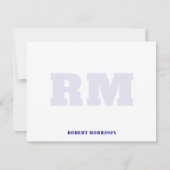 Invitation Modern Navy Blue Monogram Stationery Note Card (Devant)