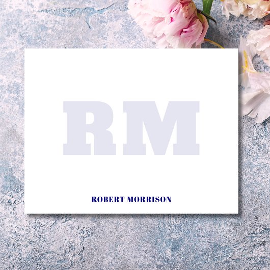 Invitation Modern Navy Blue Monogram Stationery Note Card