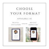 Invitation Modern Navy Blue Photo Boy First Communion