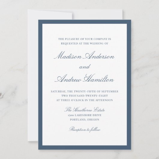 Invitation Modern Navy Border Wedding (Devant)