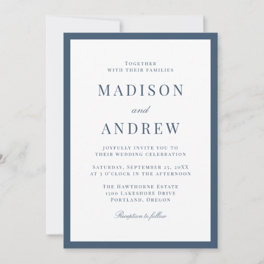 Invitation Modern Navy Border Wedding (Devant)