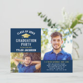 Invitation Modern Navy et Gold 2025 Photo Graduate Party (Debout devant)
