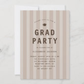 Invitation Modern Neutral Sporty Stripes Graduation Party (Devant)