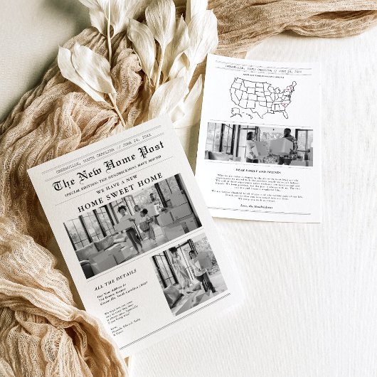 Invitation Modern Newspaper Moving Announcement