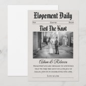 Invitation modern newspaper newlyweds elopement announcements (Devant / Derrière)