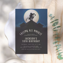 Modern Ninja on Roof Top Silhouette Birthday Party