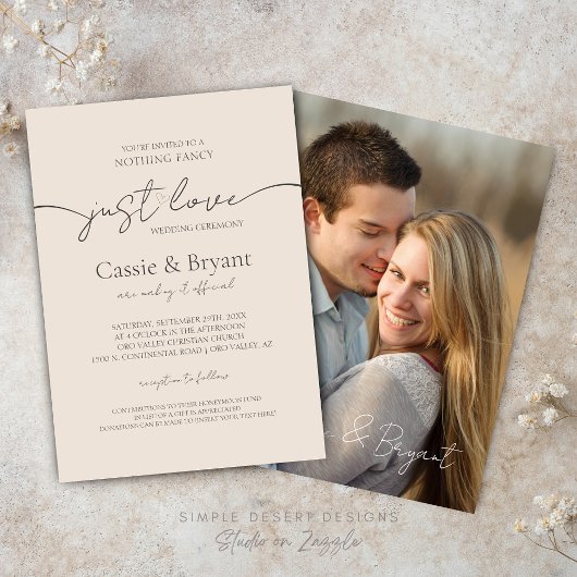 Invitation Modern Nothing Fancy Just Love Photo Mariage