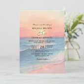 Invitation Modern Ocean Sunset Budget QR Code Wedding (Debout devant)