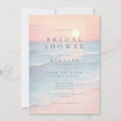 Invitation Modern Ocean Sunset Watercolor Beach Bridal Shower (Devant)