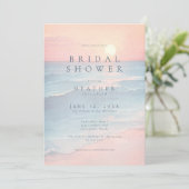 Invitation Modern Ocean Sunset Watercolor Beach Bridal Shower (Debout devant)