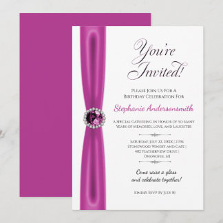 Invitation Modern October Birthday - Pink Tourmaline
