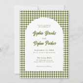 Invitation Modern Olive Green Old Money Checkered Wedding (Devant)