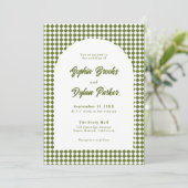 Invitation Modern Olive Green Old Money Checkered Wedding (Debout devant)