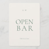 Invitation Modern Open Bar Wedding Sign (Devant)
