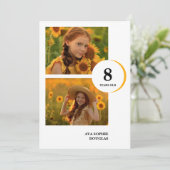 Invitation Modern Orange 2 Multi Photos Collage Birthday (Debout devant)