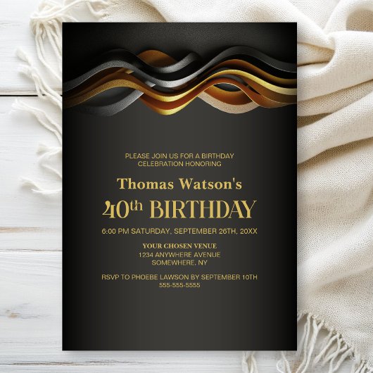 Invitation Modern Orange 40th Birthday Party