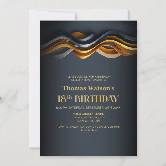 Invitation Modern Orange and Grey 18th Birthday Party (Devant)