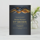 Invitation Modern Orange and Grey 75th Birthday Party (Debout devant)