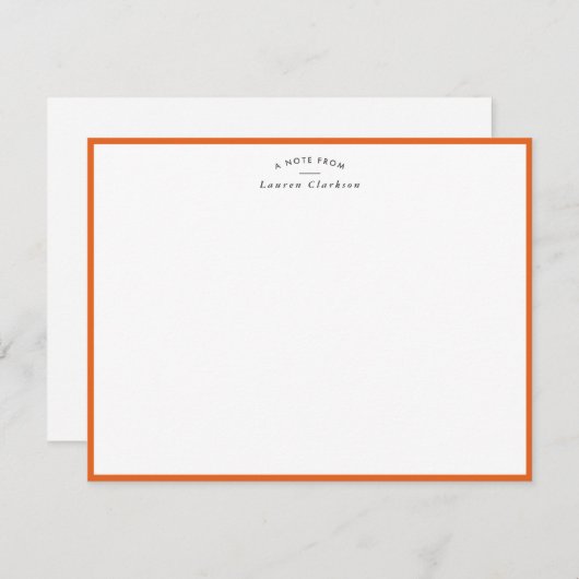 Invitation Modern Orange Border Personalized Note Card (Devant / Derrière)