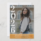 Invitation Modern Orange Graduation Cap Senior Photo (Devant)