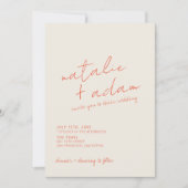 Invitation Modern Orange Retro Fun Whimsical QR Code Wedding (Devant)