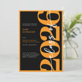 Invitation Modern Orange Typography Graduation Announcement (Debout devant)