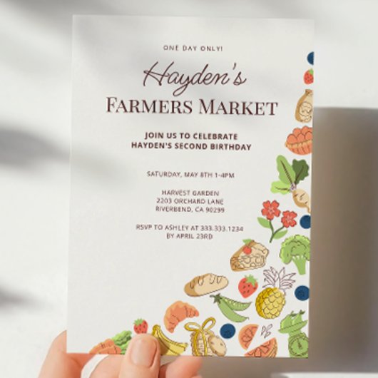 Invitation Modern Organic Farmers Market Birthday 