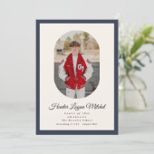 Invitation Modern Oval Blue High School Photo Graduation (Debout devant)