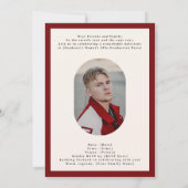Invitation Modern Oval Red High School Photo Graduation (Dos)
