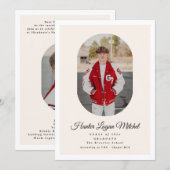 Invitation Modern Oval Script High School Photo Graduation (Devant / Derrière)