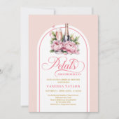 Invitation Modern petals and prosecco blush gold shower card (Devant)
