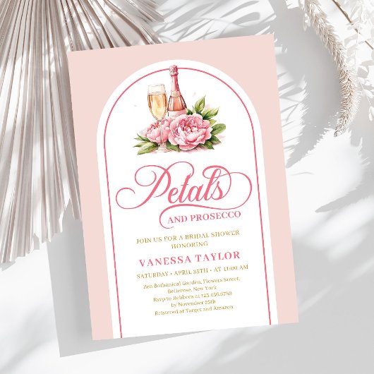 Invitation Modern petals and prosecco watercolor bridal