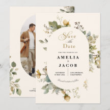 Modern Photo & Boho Greenery Wedding Save the Date
