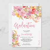 Invitation Modern photo Boho Pink Lavender floral graduation (Devant)