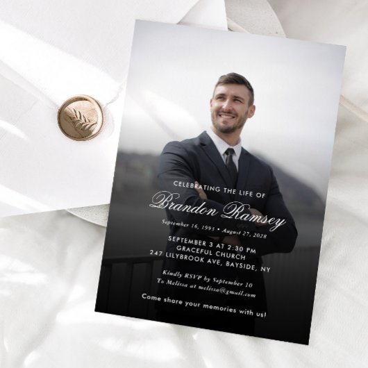 Invitation Modern Photo Celebration of Life Funeral Memorial