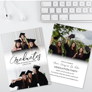 Invitation Modern Photo Collage Friends Graduation Party