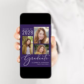 Invitation Modern Photo Collage Purple Graduation Party