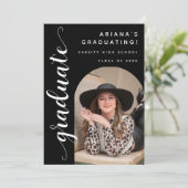 Invitation Modern Photo Elegant Script Graduation Party (Debout devant)