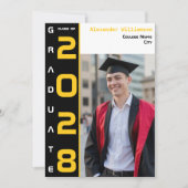 Invitation Modern Photo Gold Black Graduation Announcement (Devant)