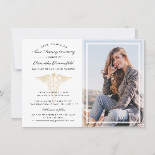 Invitation Modern Photo Graduation Nurse Pinning Ceremony (Devant)