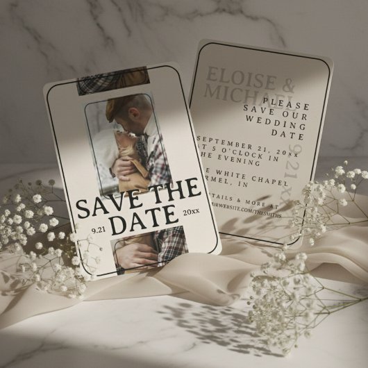 Invitation Modern Photo Grid with Bold Serif Save the Date