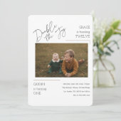 Invitation Modern Photo Joint Kids Siblings Birthday Party (Debout devant)