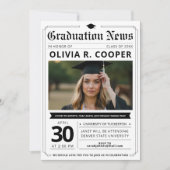 Invitation Modern Photo Newspaper Graduation (Devant)