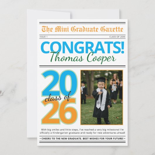 Invitation Modern Photo Newspaper Graduation Announcement (Devant)